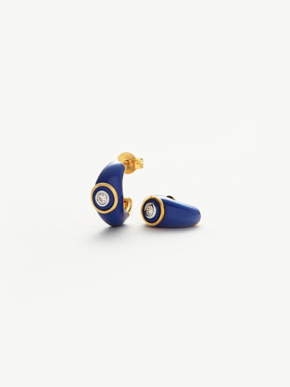 Missoma Enamel & Stone Dome Mini Hoop Earrings in Blue (Like New!)